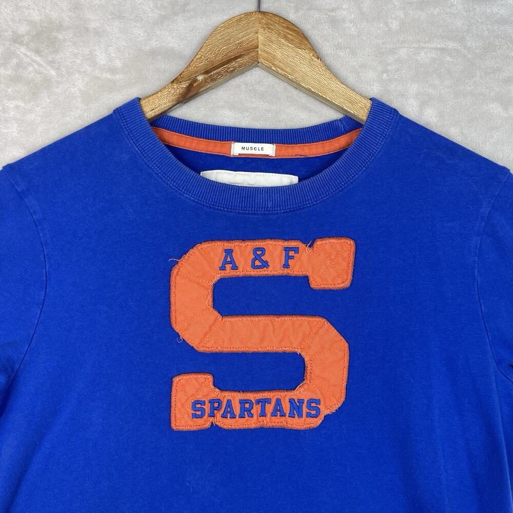 Abercrombie And Fitch Vintage Y2K Spartans T-Shirt Men's Medium Blue Muscle Fit
